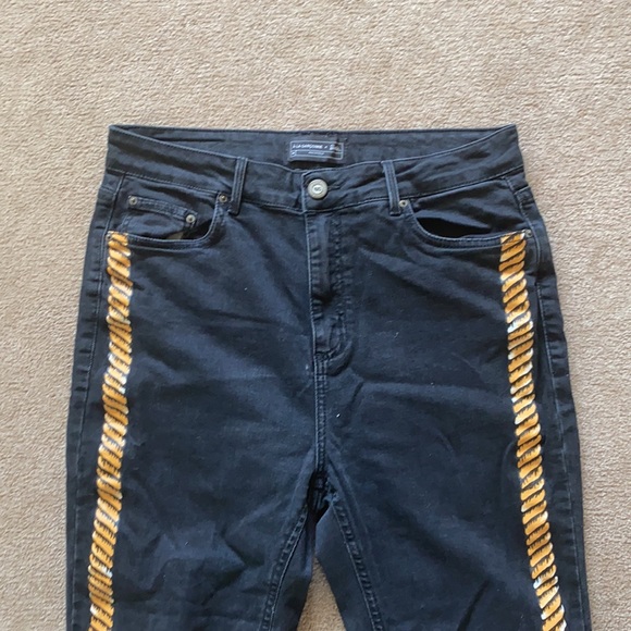 Black High Rise Skinny Jeans with Rope Detail - Picture 6 of 10